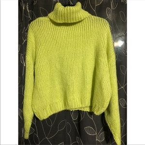 Light Neon Green Knit Turtleneck H&M Sweater